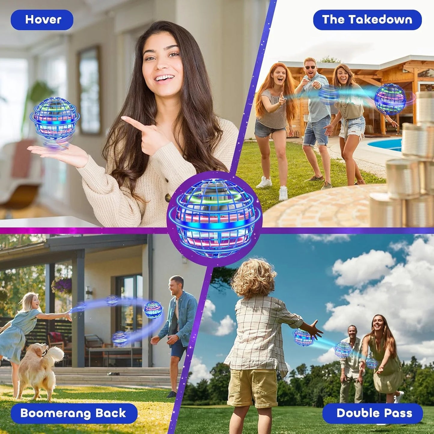Flying Ball Toys, Hover Orb, Upgrade Flying Orb Mini Drone Floating Ball 360°Rotating LED Light Fly Spinner Cool Toys Magic Toy Safe for Kids Teen Adults Indoor Outdoor Flying Mini Drone
