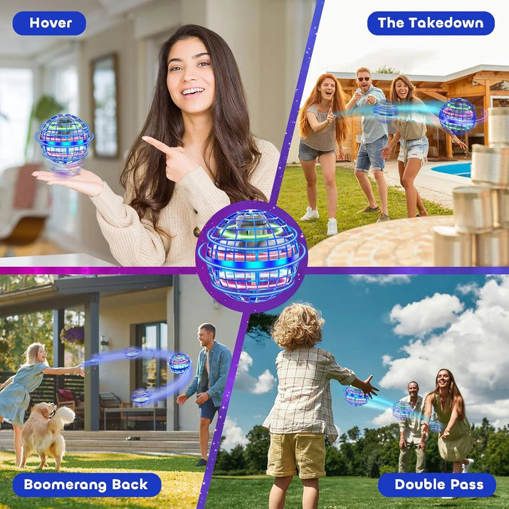 Flying Ball Toys, Hover Orb, Upgrade Flying Orb Mini Drone Floating Ball 360°Rotating LED Light Fly Spinner Cool Toys Magic Toy Safe for Kids Teen Adults Indoor Outdoor Flying Mini Drone