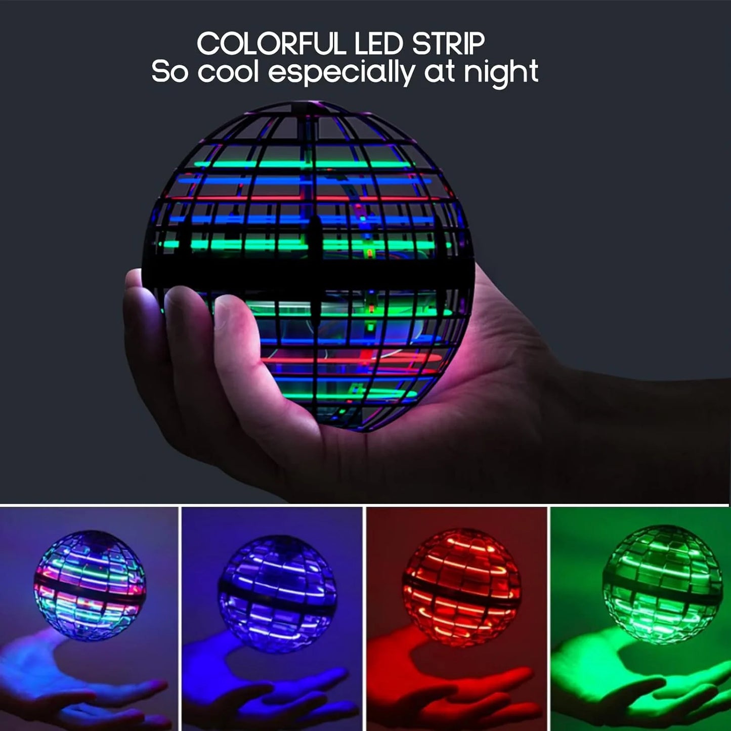 Flying Ball Toys, Hover Orb, Upgrade Flying Orb Mini Drone Floating Ball 360°Rotating LED Light Fly Spinner Cool Toys Magic Toy Safe for Kids Teen Adults Indoor Outdoor Flying Mini Drone
